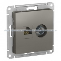 Розетка TV + компьютерная RJ45 Atlas Design сталь