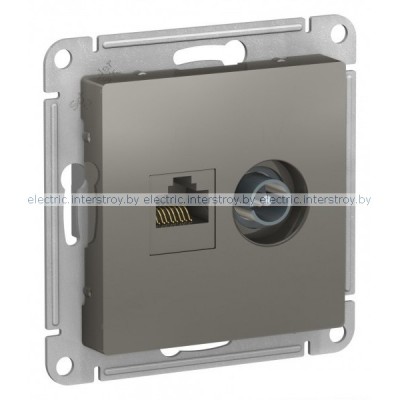 Розетка TV + компьютерная RJ45 Atlas Design сталь