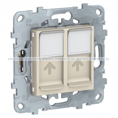 UNICA NEW РОЗЕТКА компьютерная, RJ45, двойная, кат. 6 UTP, БЕЖЕВЫЙ