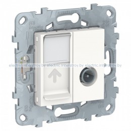 UNICA NEW РОЗЕТКА TV одиночная + комп. RJ45 кат.6 UTP, 1 модуль, БЕЛЫЙ