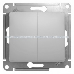 Выключатель двухклавишный проходной Glossa алюминий