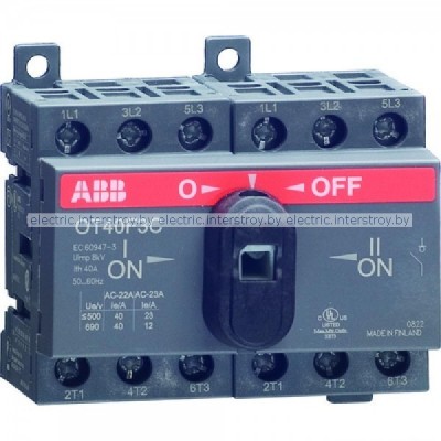 Выключатель нагрузки реверсивный OT40F3C, 3P, схема I-0-II, без рукоятки ABB
