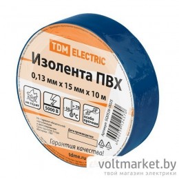 Изолента ПВХ 0,13х15мм синяя 10м TDM