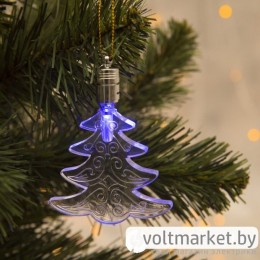 Подвеска световая Ёлка (батарейки в комплекте), 8см, 1LED, RGB