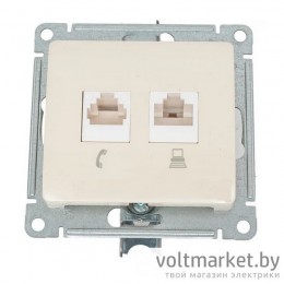 Розетка Компьютер RJ45+RJ11 Glossa бежевый