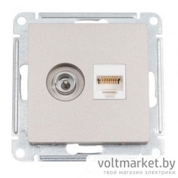 Розетка TV + компьютерная RJ45 Atlas Design шампань