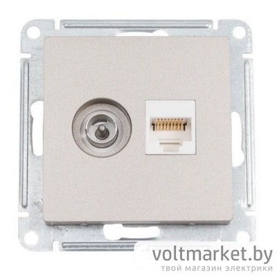 Розетка TV + компьютерная RJ45 Atlas Design шампань