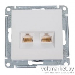 Розетка двойная компьютерная RJ45+RJ45 Atlas Design жемчуг