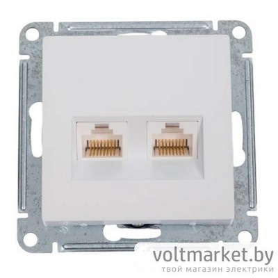 Розетка двойная компьютерная RJ45+RJ45 Atlas Design жемчуг