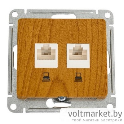 Розетка двойная компьютерная RJ45+RJ45 Glossa дерево дуб Розетка двойная компьютерная RJ45+RJ45 Glossa дерево дуб