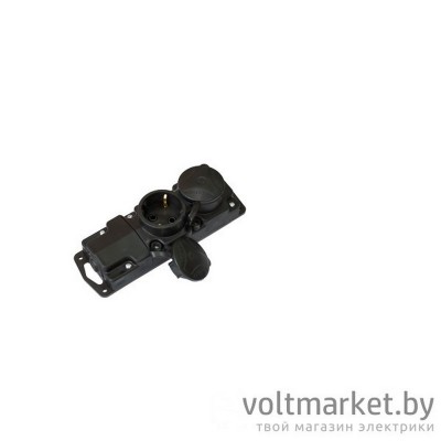 Розетка двойная с/з Р16-415 16А IP44, с заглушками, каучук Розетка двойная с/з Р16-415 16А IP44, с заглушками, каучук