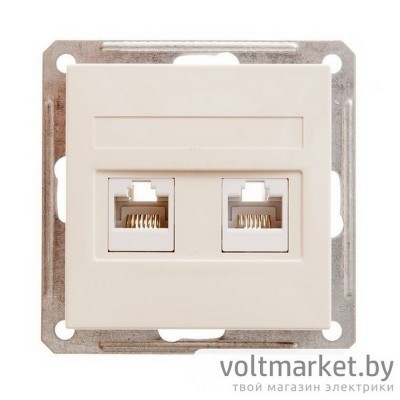 Розетка компьютерная RJ-45 двойная Wessen59 слоновая кость