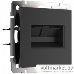 Розетка компьютерная двойная 2хRJ-45 Werkel черный матовый