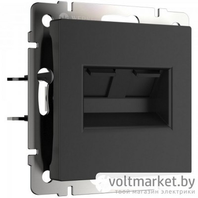 Розетка компьютерная двойная 2хRJ-45 Werkel черный матовый