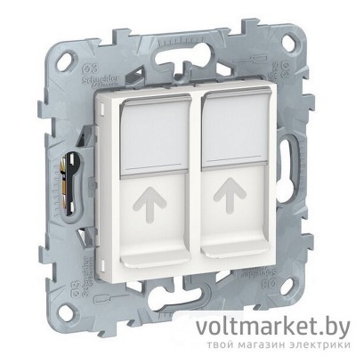 UNICA NEW РОЗЕТКА компьютерная, RJ45, двойная, кат. 6 UTP, БЕЛЫЙ