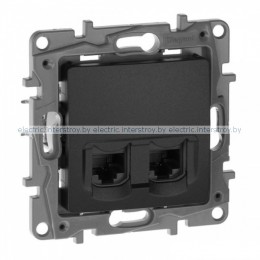 Etika - Розетка 2хRJ-45 UTP CAT5E (антрацит)