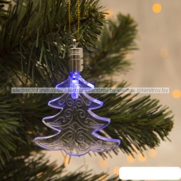 Подвеска световая Ёлка (батарейки в комплекте), 8см, 1LED, RGB