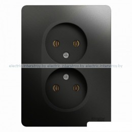 Розетка двойная б/з Glossa антрацит