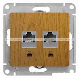 Розетка двойная компьютерная RJ45+RJ45 Glossa дерево дуб