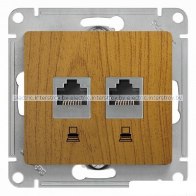 Розетка двойная компьютерная RJ45+RJ45 Glossa дерево дуб