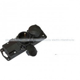 Розетка двойная с/з Р16-415 16А IP44, с заглушками, каучук