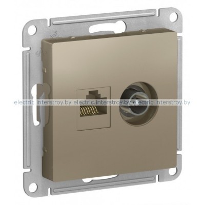 Розетка TV + компьютерная RJ45 Atlas Design шампань