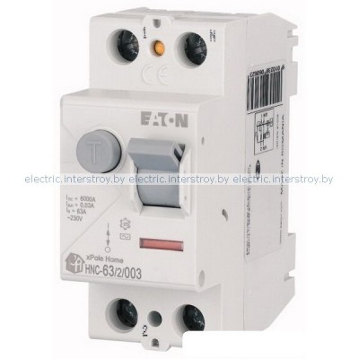 УЗО HNC-63/2/003, 2P, 63A, 6kA, 30mA, тип АC, 2M