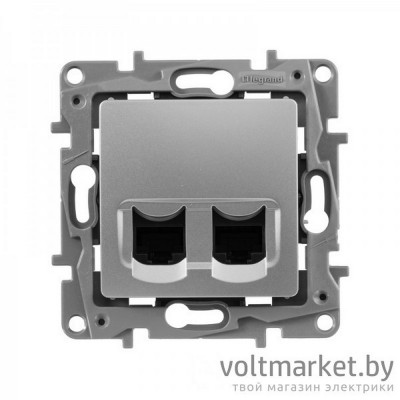 Etika - Розетка 2хRJ-45 UTP CAT5E 8конт. (алюминий)