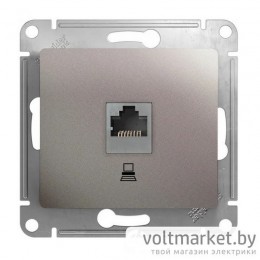 Розетка компьютерная RJ45 Glossa платина