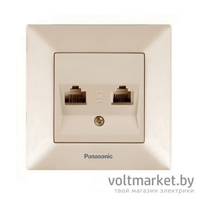 Розетка компьютер+телефон RJ-45+RJ-11 Panasonic Arkedia крем Розетка компьютер+телефон RJ-45+RJ-11 Panasonic Arkedia крем