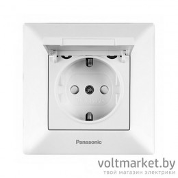 Розетка с/з с крышкой Panasonic Arkedia белый