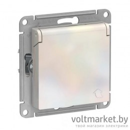 Розетка с/з со шторками с крышкой IP20 Atlas Design жемчуг