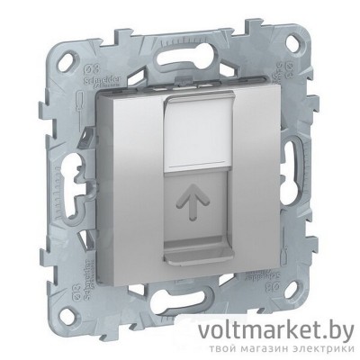UNICA NEW РОЗЕТКА компьютерная, RJ45, одиночная, кат. 5е UTP, АЛЮМИНИЙ