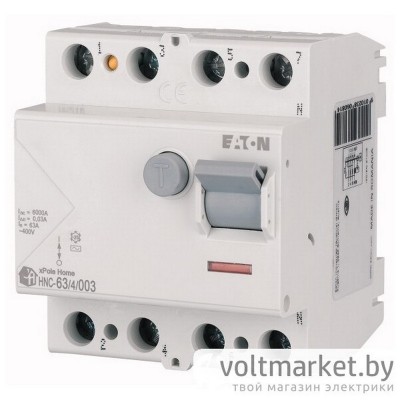 УЗО HNC-63/4/003, 4P, 63A, 6kA, 30mA, тип АC, 4M