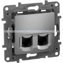 Etika - Розетка 2хRJ-45 UTP CAT5E 8конт. (алюминий)