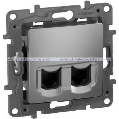 Etika - Розетка 2хRJ-45 UTP CAT5E 8конт. (алюминий)