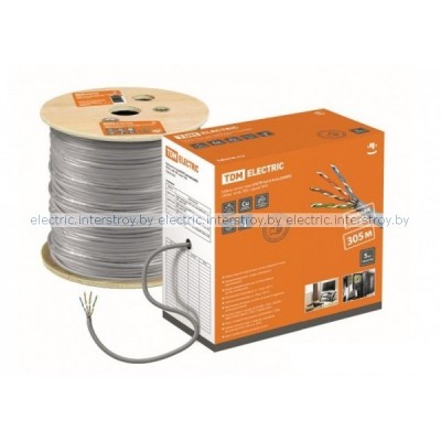 Кабель F/UTP Cat5e 4х2х24AWG (305м) витая пара solid, ПВХ, серый TDM