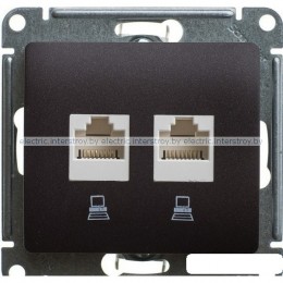 Розетка двойная компьютерная RJ45+RJ45 Glossa шоколад