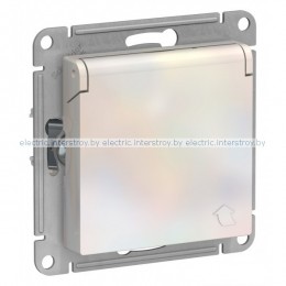 Розетка с/з со шторками с крышкой IP20 Atlas Design жемчуг