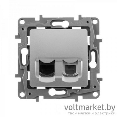 Etika - Розетка RJ11+RJ45 5E UTP (алюминий)