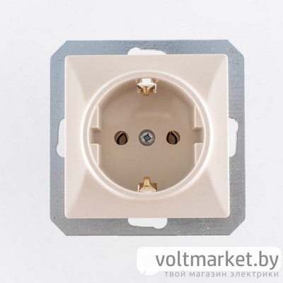 OPAL - Розетка 2P+E, со шторками, бежевый