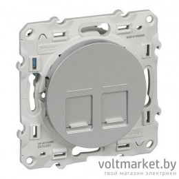 Розетка двойная компьютерная RJ45+RJ45 Odace алюминий