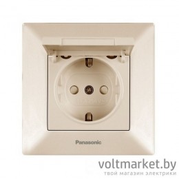 Розетка с/з с крышкой Panasonic Arkedia крем