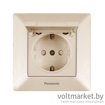 Розетка с/з с крышкой Panasonic Arkedia крем