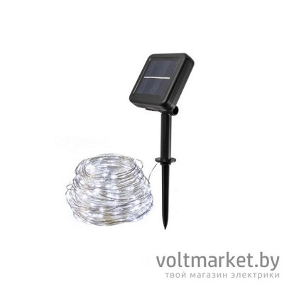 Садовая гирлянда ФАZА SLR-G03-200W нить, холодный белый, 200LED, на солнечной батарее