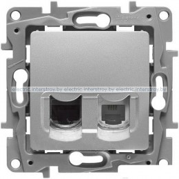 Etika - Розетка RJ11+RJ45 5E UTP (алюминий)