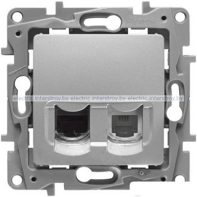 Etika - Розетка RJ11+RJ45 5E UTP (алюминий)