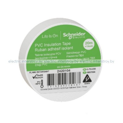 Изолента ПВХ Schneider Electric 19ммх20м белая