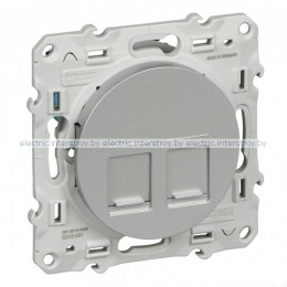 Розетка двойная компьютерная RJ45+RJ45 Odace алюминий