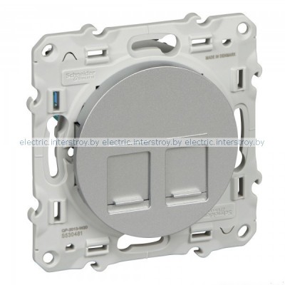 Розетка двойная компьютерная RJ45+RJ45 Odace алюминий